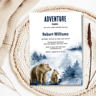 Convite para florestas de cor d'água de urso-mãe e