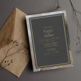 Convite para Folha de Ouro de Casamento de Cor de 