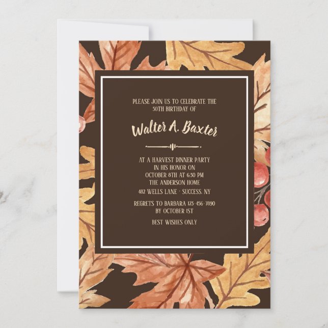 Convite para Folhas Elegantes (Frente)