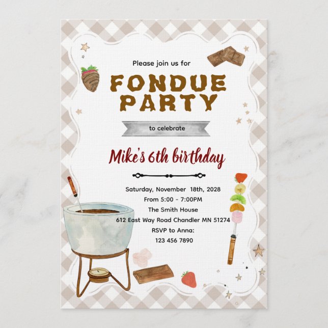 Convite para Fondue de Chocolate (Frente)