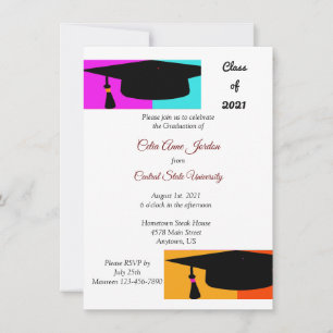 Convite para Formando Colorido Hat e Tassel para G