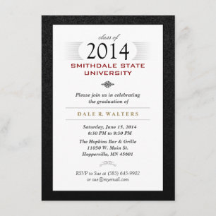 Convite para Formando Preto Branco e Vermelho