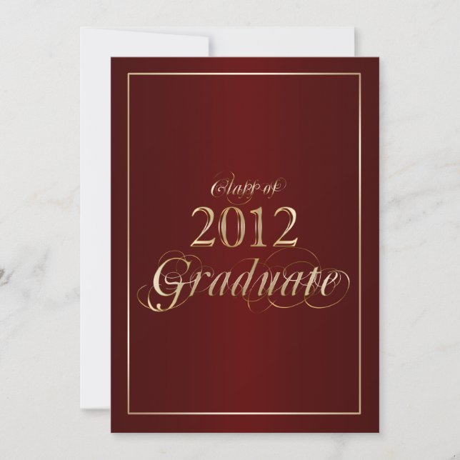Convite para Formandos Classy Maroon e Dourado 201 (Frente)