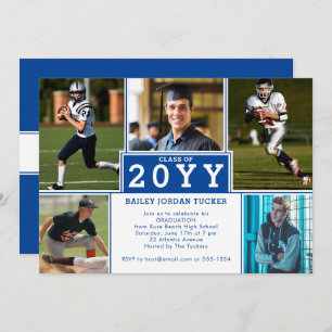 Convite Para Formatação Azul De 5 Fotos No Esporte