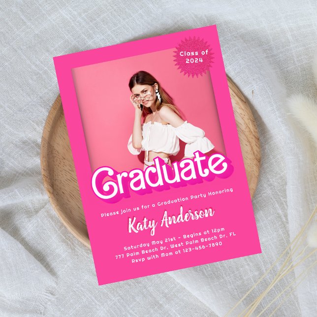 Convite para formatura de boneca rosa-quente Malib (Criador carregado)