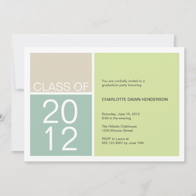 Convite para formatura de classe de bloco de cor v (Frente)