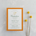 Convite para formatura em laranja elegante<br><div class="desc">Um cartão elegante de cerimônia de graduação com bordas falsas de ouro e laranja. Os detalhes do texto e a imagem podem ser personalizados.</div>