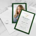 Convite para formatura verde elegante<br><div class="desc">Uma elegante cerimônia de formatura com falsa borda dourada e verde. Os detalhes do texto e a imagem podem ser personalizados.</div>