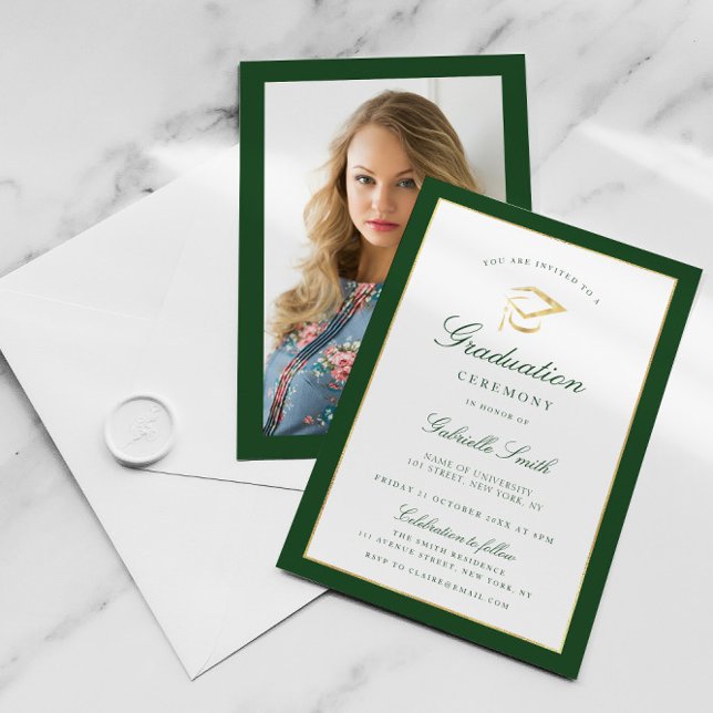 Convite para formatura verde elegante (Criador carregado)