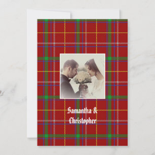 Convite para foto de casamento de Tartan Vermelho