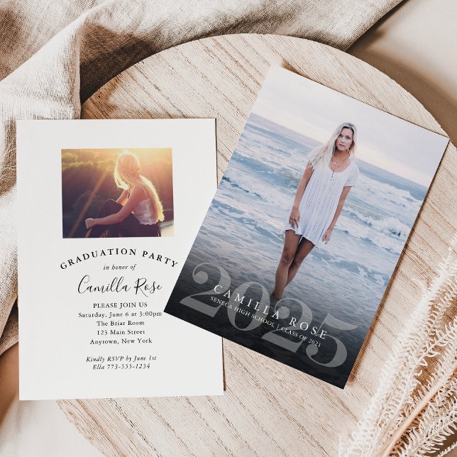Convite para Foto para Graduação Bold Elegance 202 (Bold Elegance 2025 Graduation Photo Invitation)
