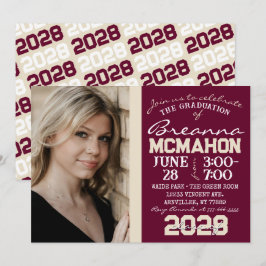 Convite Para Foto Para Graduação De Burgundy E Cre