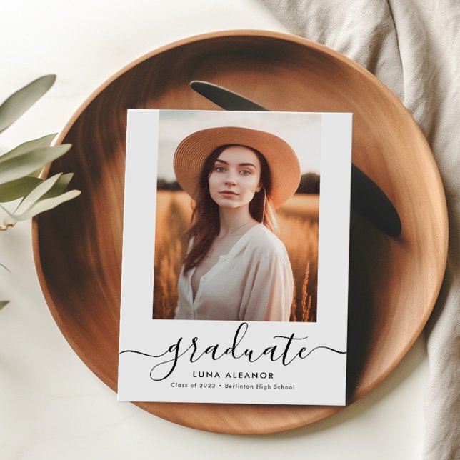Convite para Foto para Graduação de Script Elegant (Criador carregado)