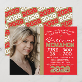 Convite para Foto para Graduação Moderna de Red & 