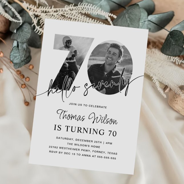 Convite para Fotografia de Aniversário de 70 Simpl (Criador carregado)