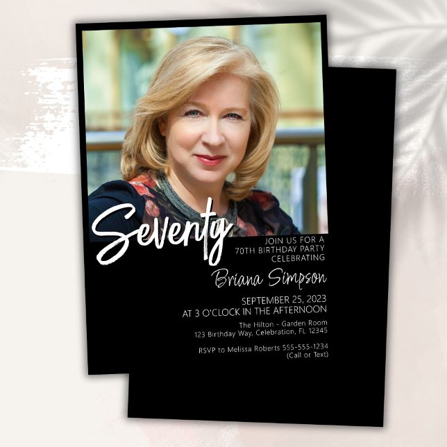 Convite para Fotografia de Aniversário do 70 Negro (Criador carregado)