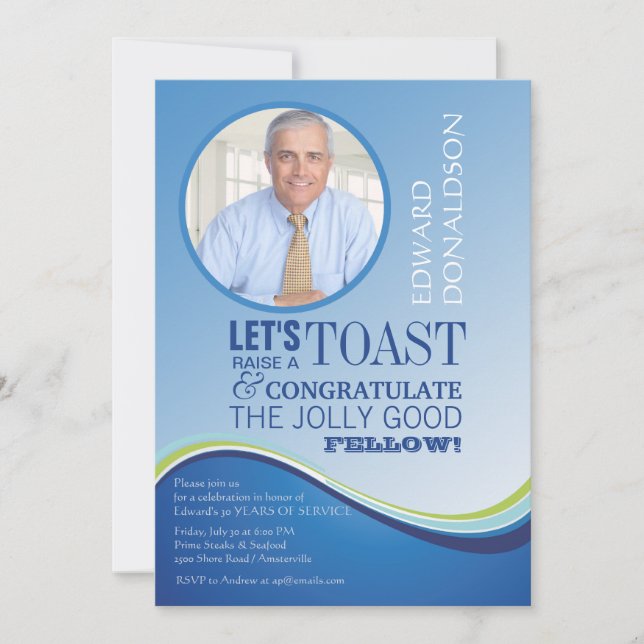 Convite para Fotografia de Baixa Onda Azul (Frente)