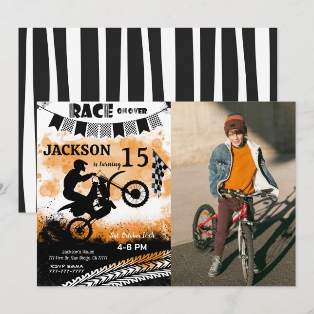 Convite para Fotografia de Bicicleta de Aniversári (Frente/Verso)