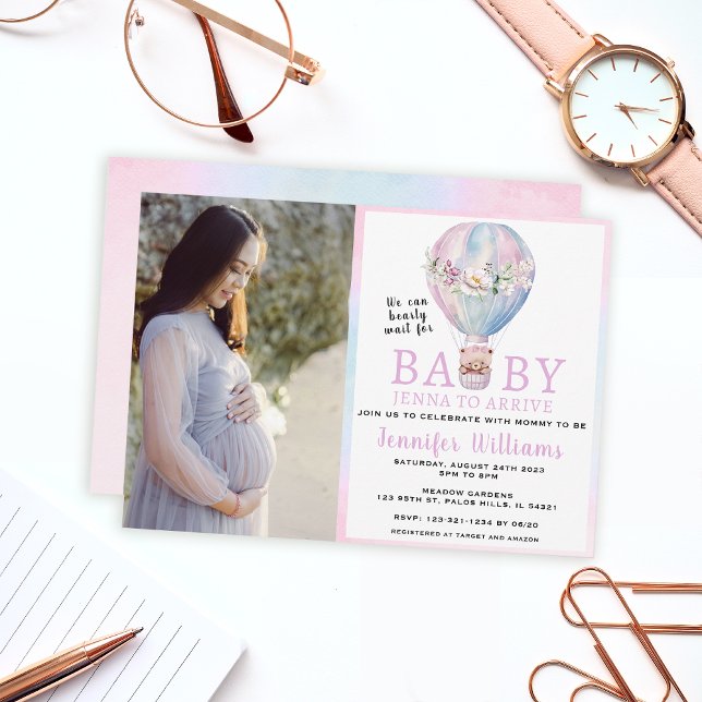 Convite para fotografia de chá de fraldas de balão (Criador carregado)