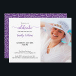 Convite para Fotografia do aniversário de 30 anos<br><div class="desc">Mande convites de aniversário legal, modernos e personalizáveis para a sua comemoração de trinta anos. Substitua a foto de exemplo e o texto por você para torná-la exclusiva. Personalize-o para qualquer idade de marco. O convite contém a palavra "celebrar" em uma fonte violeta de script de aquarela em um fundo...</div>