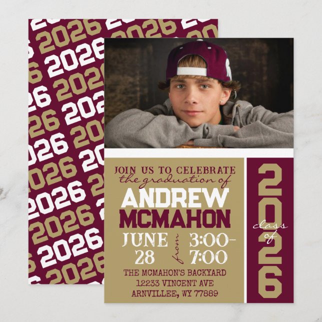 Convite para Fotografia para Graduação Dourada e B (Frente/Verso)