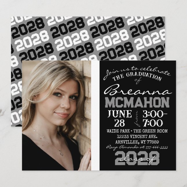 Convite para Fotografia para Graduação Moderna Pre (Frente/Verso)