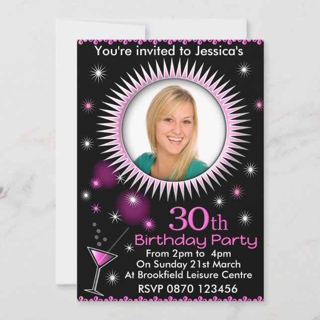 Convite para Fotografias de aniversário de 30 anos (Frente)