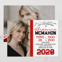 Convite para Fotografias Red, Black & White Gradua