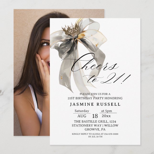 Convite para fotos aniversário de 21 anos (Frente/Verso)