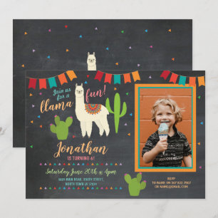 Convite para fotos da Festa de aniversário Llama 