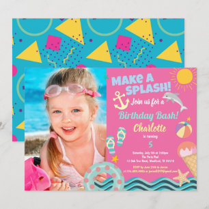 convite para fotos de aniversário da piscina