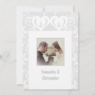 Convite para fotos de casamento cortadas em cinza