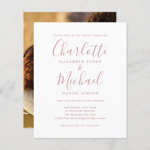 Convite para Fotos de Casamento de Script de Rosa