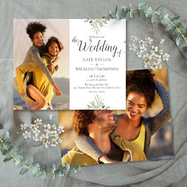 Convite para Fotos de Casamento de Script Greenery