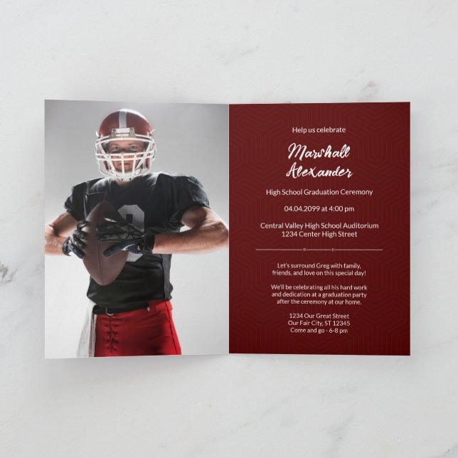 Convite para Fotos de Graduação Geométrica Maroon (Interior)