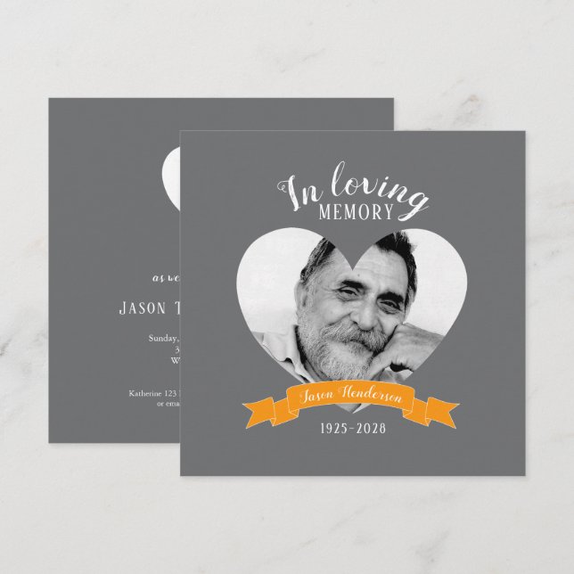 Convite para fotos do serviço Memorial Heart Orang (Frente/Verso)