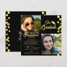 Convite para Fotos para Graduação em Preto e Doura