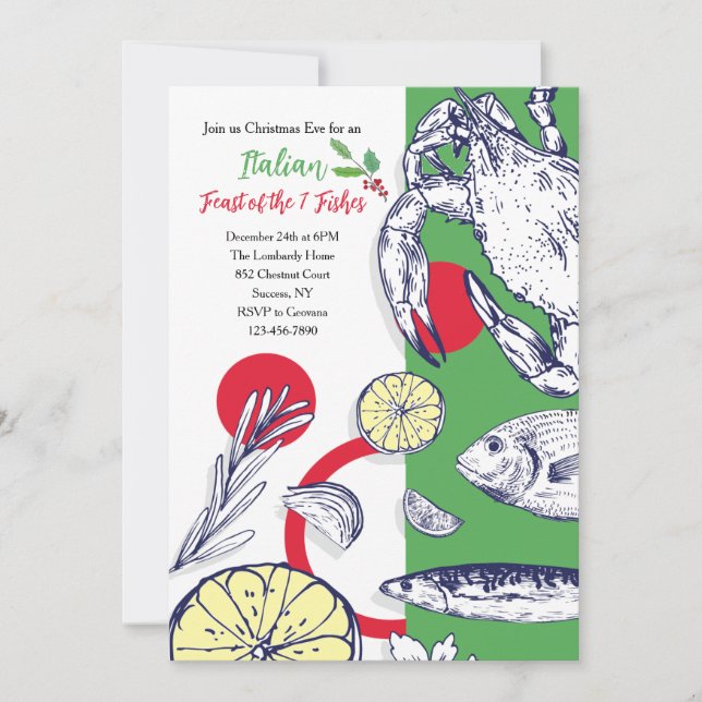 Convite para frutos do mar (Frente)