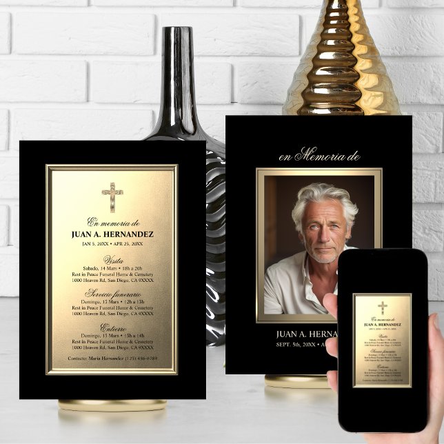 Convite para Funeral Servicio FOTO do SPANISH (SPANISH Invitation Para Funeral Servicio Funerario Visita  Cruz y Religioso  PHOTO)
