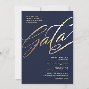 Convite para Gala Azul-Marinho e Dourado
