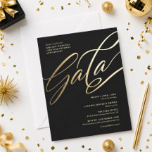 Convite para Gala Preto e Dourado