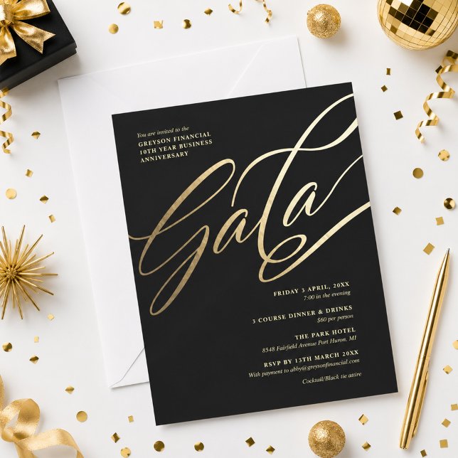 Convite para Gala Preto e Dourado (Criador carregado)
