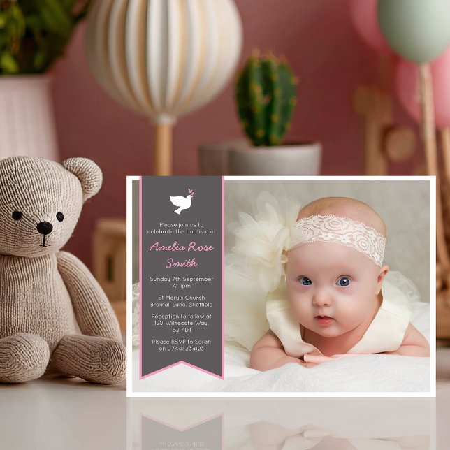 Convite para garotas de Natal/Batismo (Invite your loved ones to celebrate your baby girl's christening with this sweet invitation)