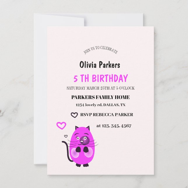 Convite para gatos lilás (Frente)