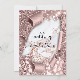 Convite para Glitter de Casamento Dourado do Rosa 