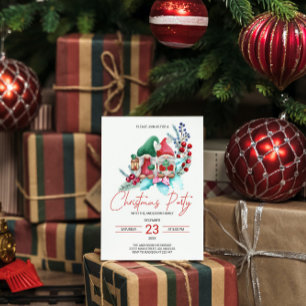 Convite para Gnomos e Poinsettia de Natal