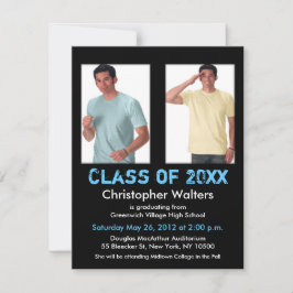 Convite Para Graduação Adicionar 2 Imagens Azul Pr