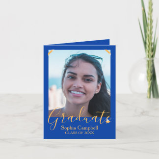 Convite para graduação azul brilhante
