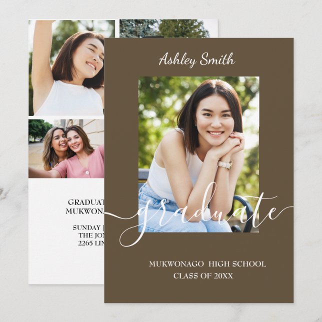 Convite para Graduação Chic Elegante (Frente/Verso)