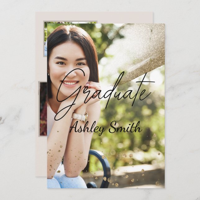 Convite para Graduação Chic Elegante (Frente/Verso)